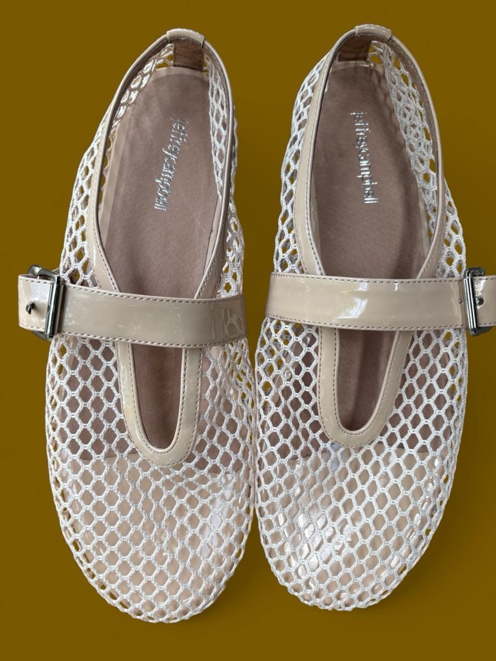 Jeffrey Campbell Mesh Mary Jane Flats in Nude Beige *NEVER WORN*